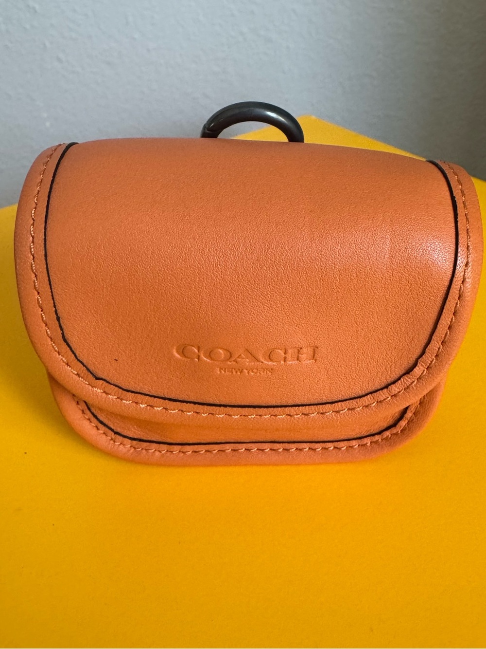 Coach heritage Orange Leather  essential AirPod case
